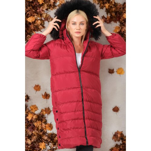 Dewberry Z6740 WOMEN&amp;#039;S COAT-PLAIN BURGUNDY Slike