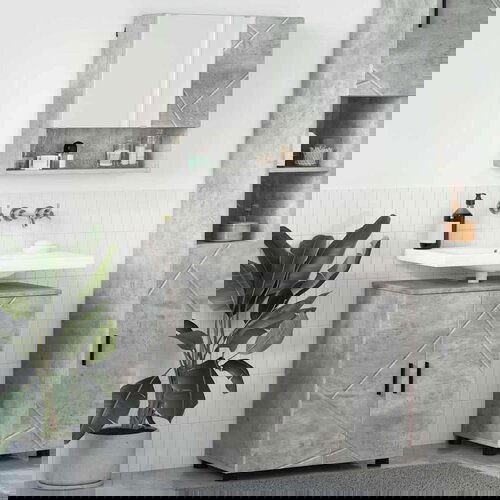 vidaXL set namještaja za kupaonicu 2 pcs beton siva 61 x 35 x 64 cm Cene