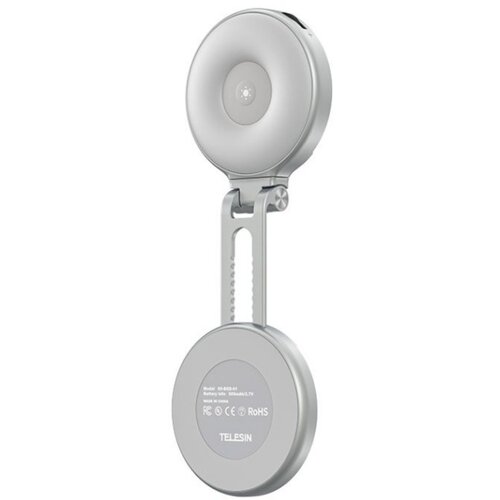 INF Magnetna mini LED-svetilka za selfie za telefon — 3 barvne temperature, polnilna 220 mAh, vrtljivo raztegljivo žepno ogledalo Siva, (5000294561) Cene