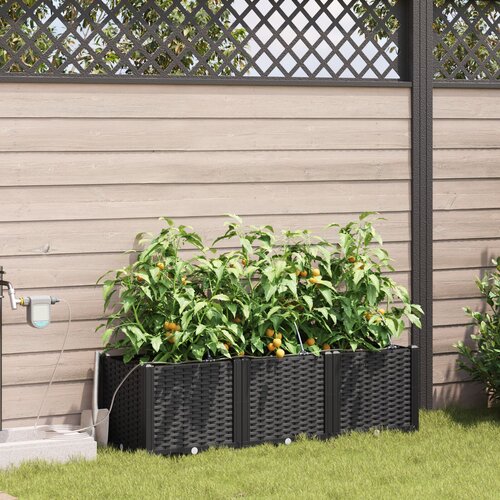 VidaXL Vrtni sadič Crna Plastika 120 x 40 x 37,5 cm Sadiči Slike