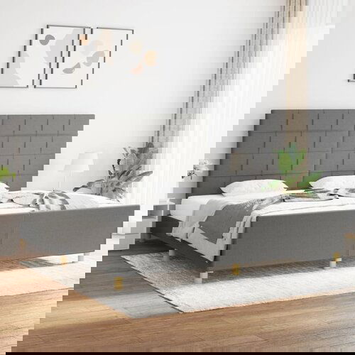 VidaXL Okvir za krevet s uzglavljem tamnosivi 200 x 200 cm od tkanine Slike