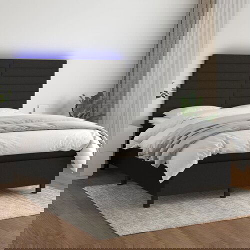 The Living Store Box spring postelja z vzmetnico LED črna 140x200 cm blago - Box Spring Postelja, (21516475) Slike