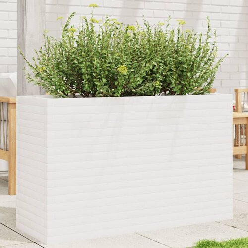 VidaXL Vrtno cvetlično korito belo 110x40x68,5 cm trdna borovina Slike
