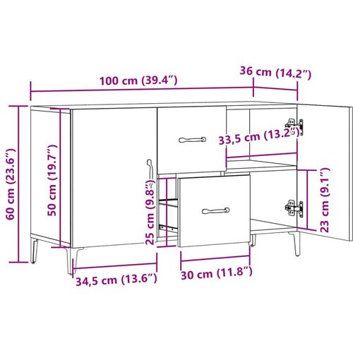 vidaXL Komoda starinski les 100x36x60 cm inženirski les Cene