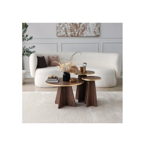 Hanah home set stolova mushroom 2 gold walnut Slike