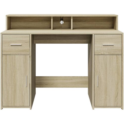  Radni stol s LED svjetlima hrast 120x55x91 cm konstruirano drvo Slike