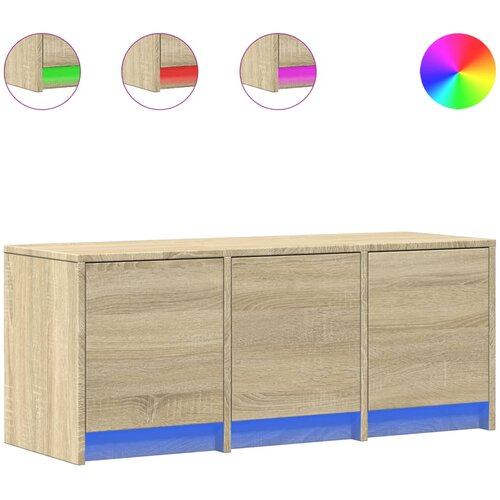  ormarić s LED svjetlima boja hrasta 97x34x40 cm drveni Slike