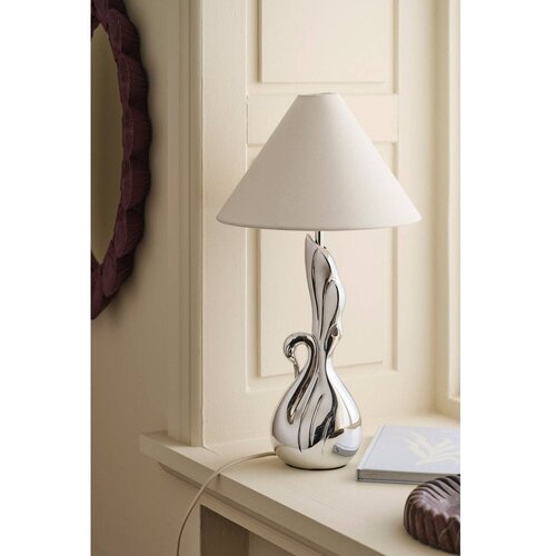 Ellos Home Bijela/u srebrnoj boji stolna lampa od polyresina (visina 53 cm) Swan &amp;ndash; Slike
