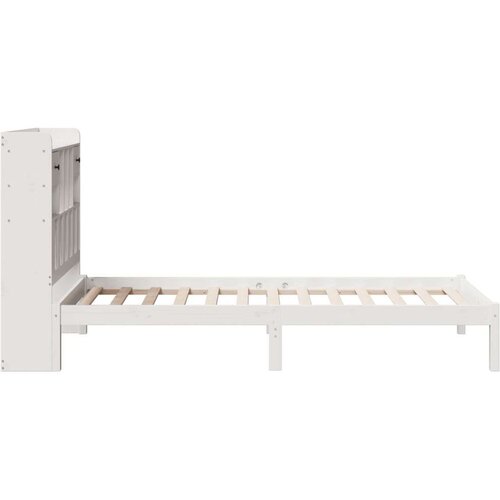 VidaXL Krevet s regalom za knjige bez madraca bijeli 90x200cm borovina Slike