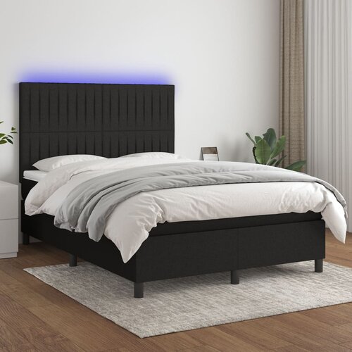  The Living Store Box spring postelja z vzmetnico LED črna 140x190 cm blago - Box Spring Postelja, (21455829) Slike