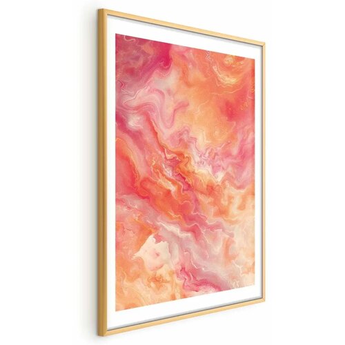  Plakat Fiery Colors - dynamic shapes in fire and pink tones 60x90 Zlatni okvir s margom Cijene