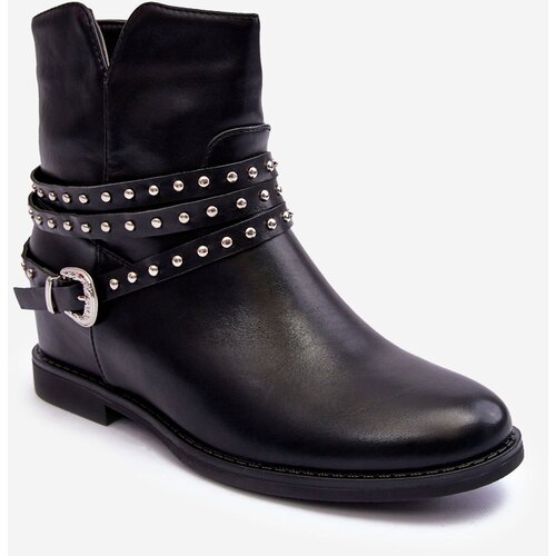 Kesi Leather decorated women&amp;#039;s flat-heeled shoes black adkrana Slike