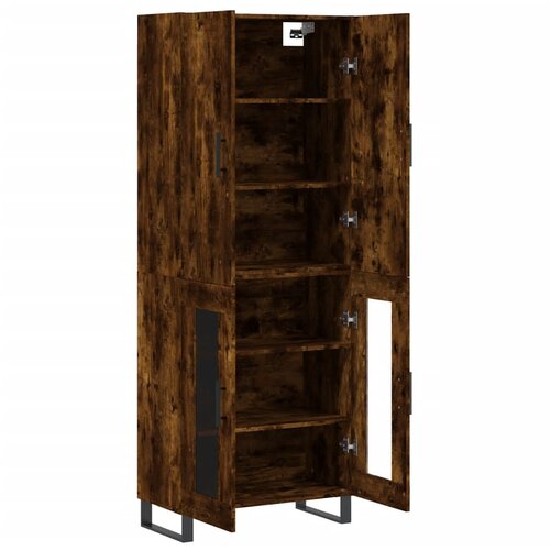  Visoka komoda dimljeni hrast 69,5x34x180 cm konstruiranog drva Slike