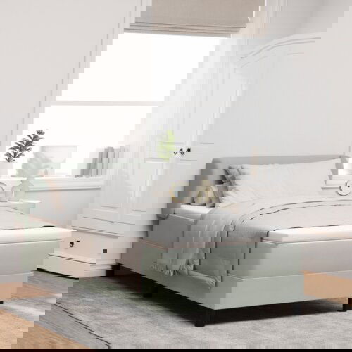 Box Spring krevet s madracem svijetlosivi 90x200 cm bar&amp;scaron;un Slike