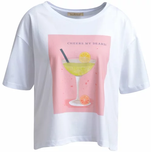 Smith&Soul Majica 'Cocktail' limona / roza / črna / bela