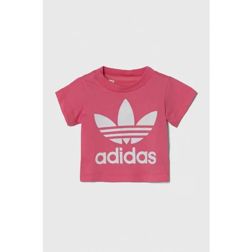 Adidas Otroška bombažna majica TREFOIL TEE roza barva