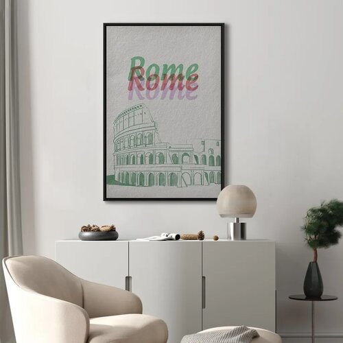  Slika - Rome in Watercolours (1 Part) Vertical 60x90 U crnom drvenom okviru Slike