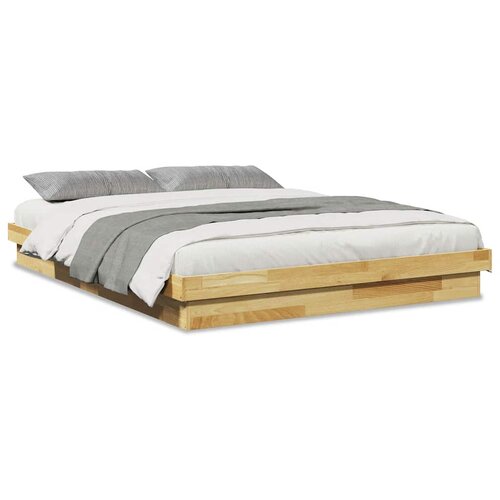 Maison Chic Posteljni okvir - Dvoposteljna postelja - Zakonska postelja brez vzmetnice 135x190 cm masivni les hrast-J10598, (21770546) Slike