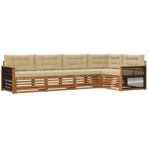 vidaXL Zunanja garnitura za sedenje z blazino 5 pcs Naravna in bež, (5000279533) Cene