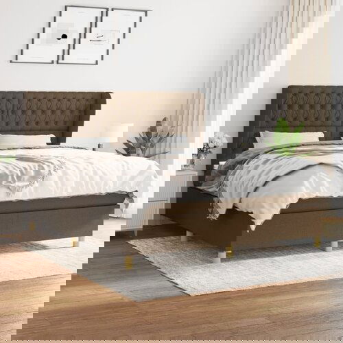  The Living Store Box spring postelja z vzmetnico temno rjava 180x200 cm blago - Box Spring Postelja, (21444517) Cene