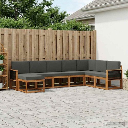  Set vanjskih sofa 8 pcs Prirodna i antracit 306 x 187,5 x 73 cm Slike