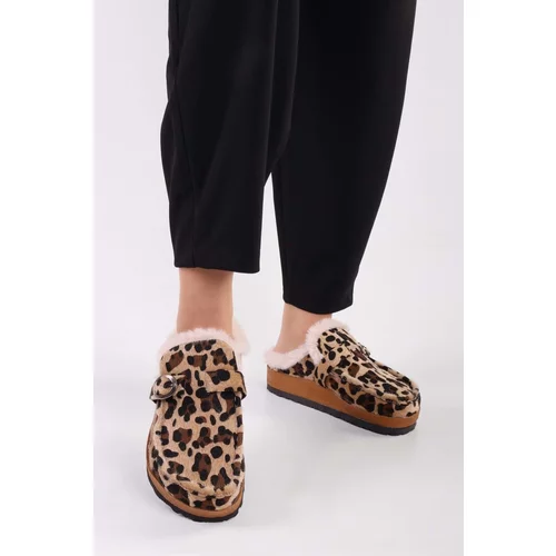Shoeberry Women's Softie Leopard Suede Furry Flat Slippers