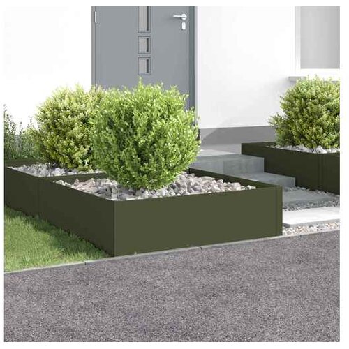 vidaXL Ograda oko Travnjaka 4 kom. 100 x 100 x 35 cm Čelik - Maslinastozelena 100 x 100 x 35 cm 4 Cene
