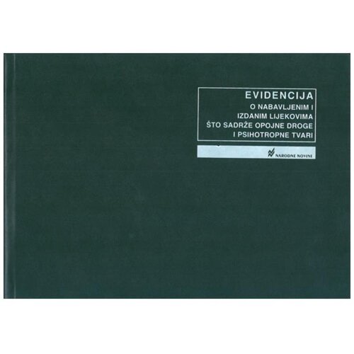 NARODNE NOVINE-UT III-3-10 EVIDENCIJA O NABAVLJENIM I IZDANIM LIJEKOVIMA &amp;Scaron;TO SADRŽE OPOJNE DROGE I PSIHOTROPNE TVARI; Knjiga 100 stranica, 29,7 x 21 cm Slike