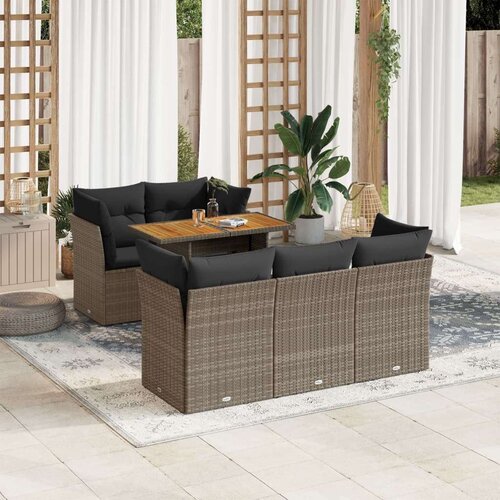 vidaXL 6-dijelni set vrtnih sofa od poliratana s jastucima sivi Cijene