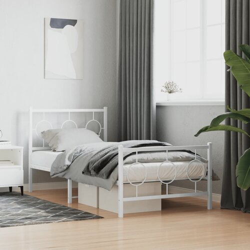 Furnova Kovinski posteljni okvir z vzglavjem in vznožjem bel 90x200 cm, (21937302) Slike