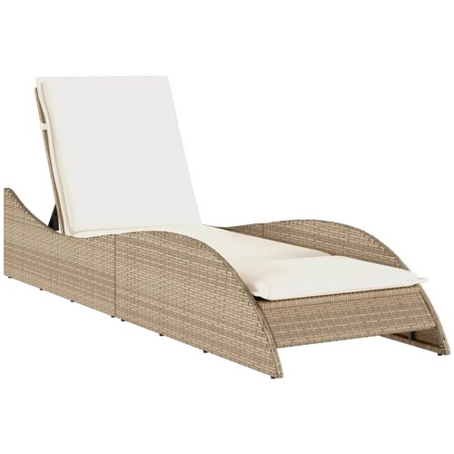 Maison Chic Ležalnik - Sončna ležalnik z blazino bež 60x205x73 cm poli ratan, (22042846) Cene