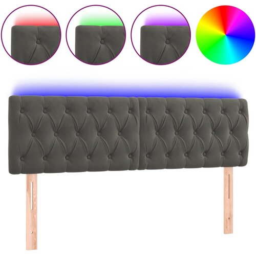 Maison Chic LED Posteljno vzglavje - Vzglavna omarica - Nočna omarica temno sivo 144x7x78/88 cm žamet, (21708449) Slike
