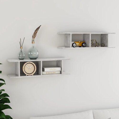 VidaXL zidne police 2 kom siva boja betona 78 x 18 x 20 cm od iverice Slike