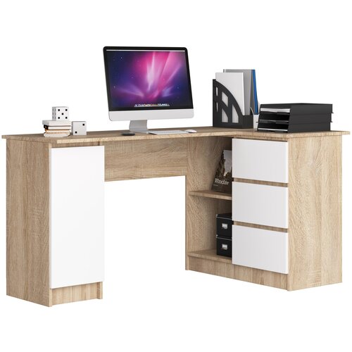 AKORD KOTNI PISALNA MIZA B20 CLP DESNA STRAN SONOMA / BELA, (21702656) Slike