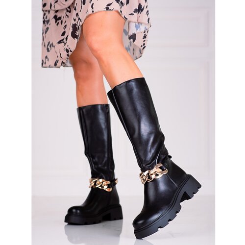 SHELOVET Women&amp;#039;s boots with chain made of eco leather Slike