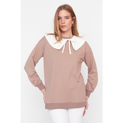Trendyol Mink Removable Baby Collar Knitted Sweatshirt Slike