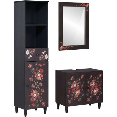  Komplet omaric za kopalnico s predalom 3 pcs Masiven les manga, (5000157147) Cene