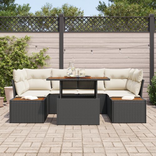 VidaXL 6-dijelni Vrtni sofa set s jastučićima Crni poli ratan Slike