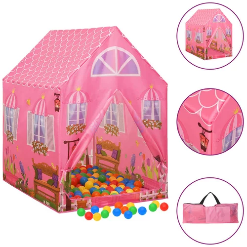 Dječji šator za igru s 250 loptica ružičasti 69 x 94 x 104 cm
