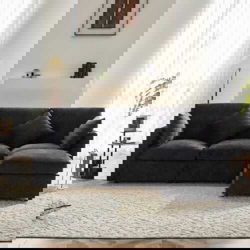 SARAHE Sodoben dizajn, sedežna garnitura iz ženiljske tkanine, trosed, &amp;scaron;tirised, kotna sedežna garnitura v obliki črke L s taburejem, pr-Bež, (5000009312) Slike