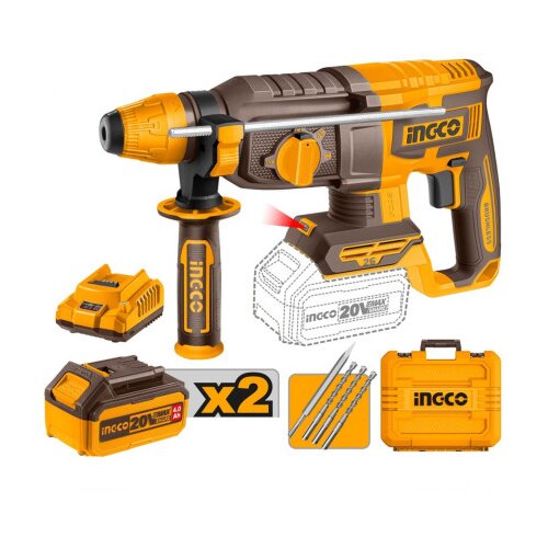 INGCO TOOLS Bušilica AKU udarna SDS 20V sa 2 baterije punjač set borera i kutija CRHLI202682E Cijene