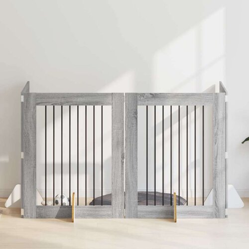  Vrata za pse z stojali 4 pcs Siva Sonoma 80 x 100 cm, (5000232687) Cene