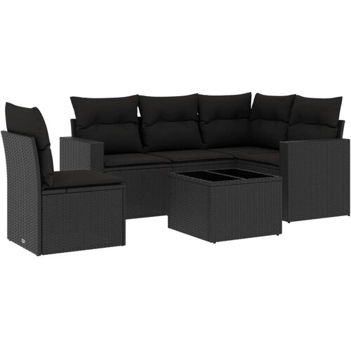 Maison Chic Seti vrtnega pohištva - Vrtna garnitura - Vrtni pohištvo set 6-delna z blazinami črna poli ratan, (21805017) Cene