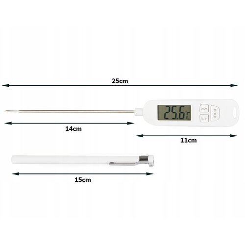  LCD kuhinjski termometer -50 do +300&amp;deg;C 25cm bel Slike