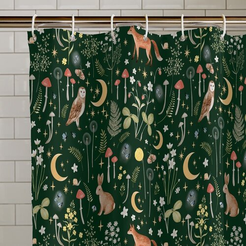 Catherine Lansfield Zavesa za tu&amp;scaron; 180x180 cm Enchanted Twilight Animals &amp;ndash; Slike