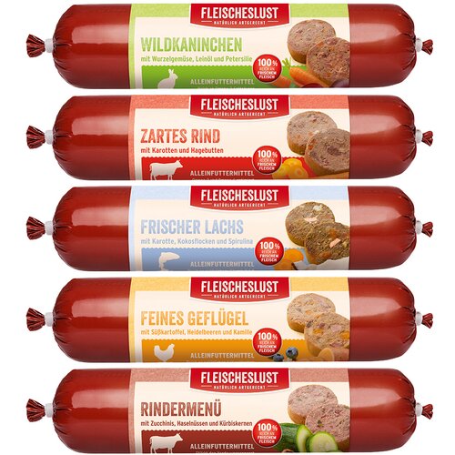 Fleischeslust mešano pakiranje 4 sorte 12 x 800 g - Miks (losos, perutnina, govedina, goveji meni, divji kunec) Cene