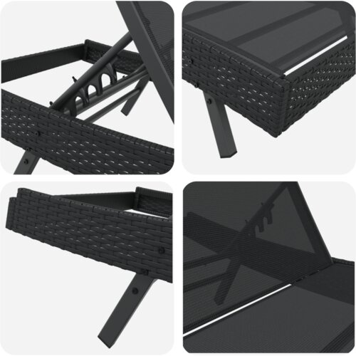 vidaXL Ležaljke 3 pcs Crna 40 x 40 x 40.5 cm Poli ratan Cijene