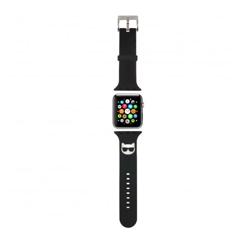 Karl Lagerfeld Silikonski pašček za uro KLAWMSLCK za Apple Watch 38 / 40 mm - Choupettes Head črn