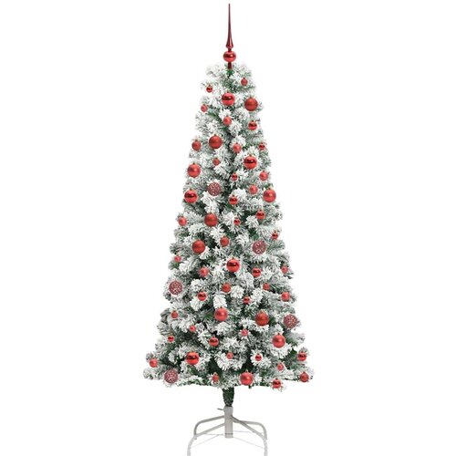 VidaXL Umjetno božićno drvce s nogom Zelena i bijela 180 cm PVC Slike