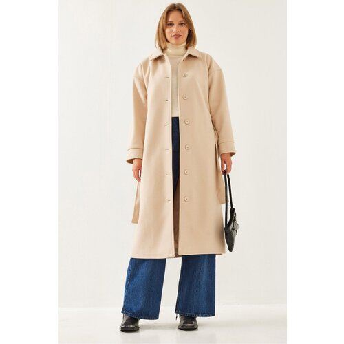 Bianco Lucci Women's Belted Long Stamp Coat 2498 Slike